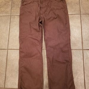 Dickies all cotton canvas carpenter style pants mens 38x32 brown in color
